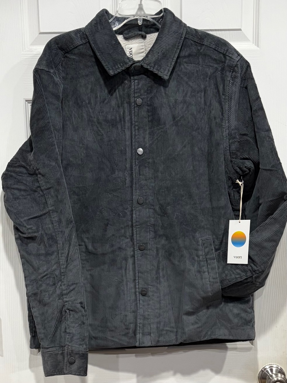 Vuori Men's Large Cord Jacket Dark Grey NWT Cotton Wide-Wale Cozy Fleece Lined
